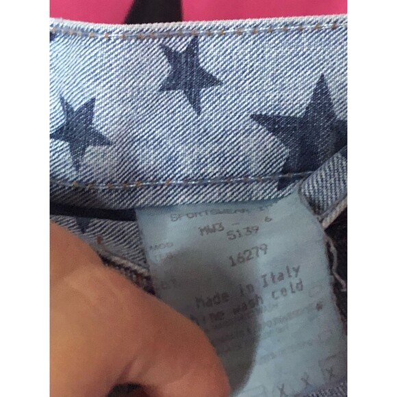 1990s-Y2K MOSCHINO JEANS STARS Cotton Denim Pants Peace Sign Back Pocket. XS - Picture 9 of 10